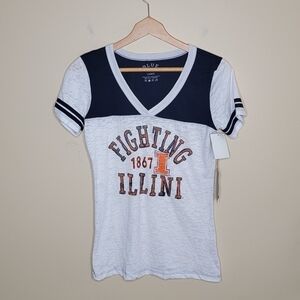 NWT Blue Fighting Illini Short Sleeve Varsity Burnout Tee Size Large